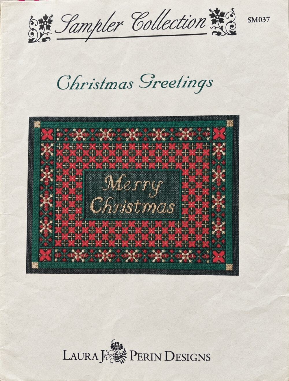 Merry Christmas Greetings Laura Perin Wall Hanging Needlepoint Pattern 16x14 NOS